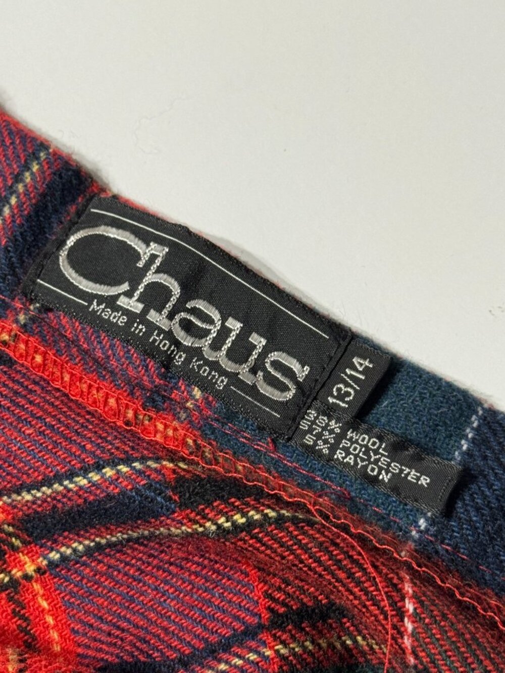 Vtg 80s Plaid Wool Blend Pleated Flannel Midi Skirt Academia Holiday Christmas - Picture 6 of 7